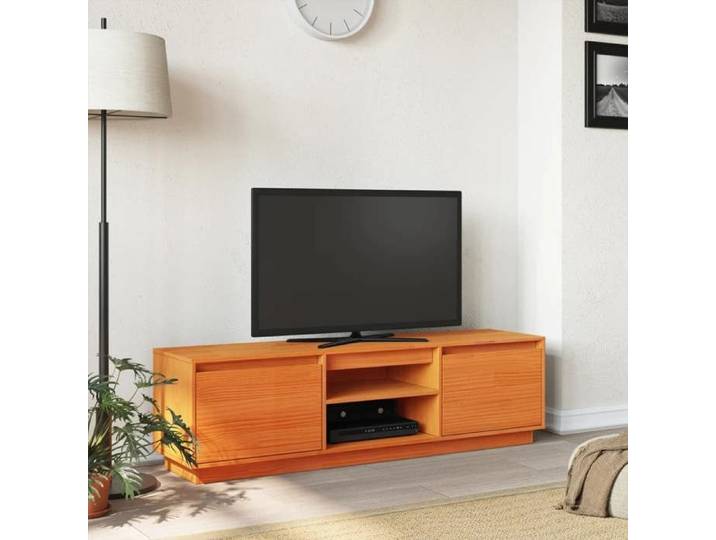 Meuble TV/Hi-Fi - mango - cire marron 140x35x40 cm bois pin massif M480