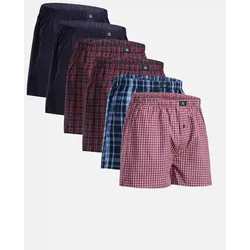 ORGANIC WOVEN BOXERSHORTS - 6-Pack - Blau/Rot - 4XL