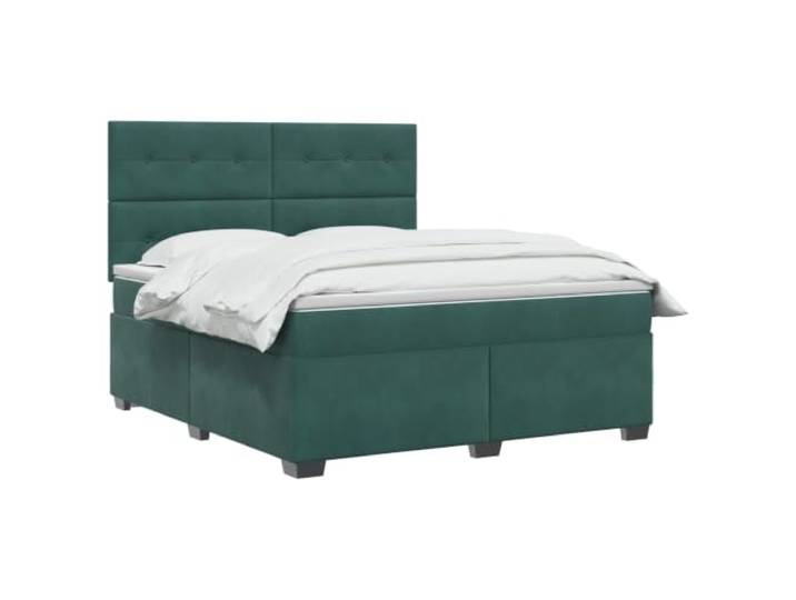 vidaXL Boxspringbett mit Matratze Dunkelgrün 160 x 200 cm Samt