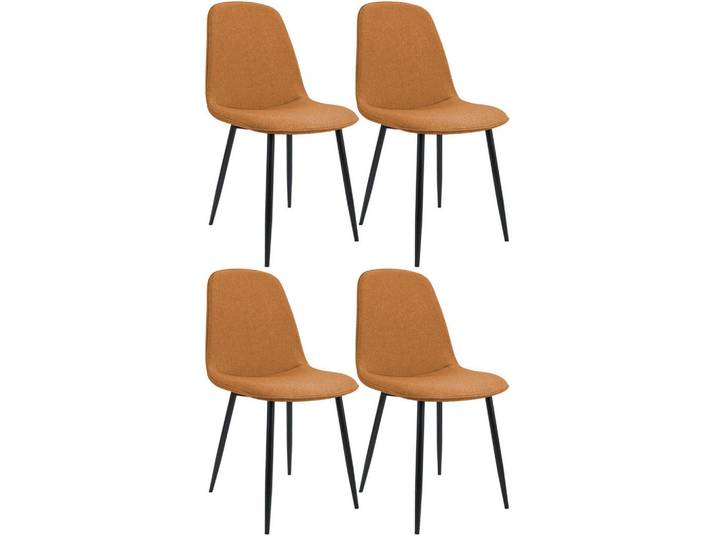 CLP Esszimmerstuhl 4er Set Stoff Orange, Metall, 45x88x54 cm, Esszimmer, Stuhl