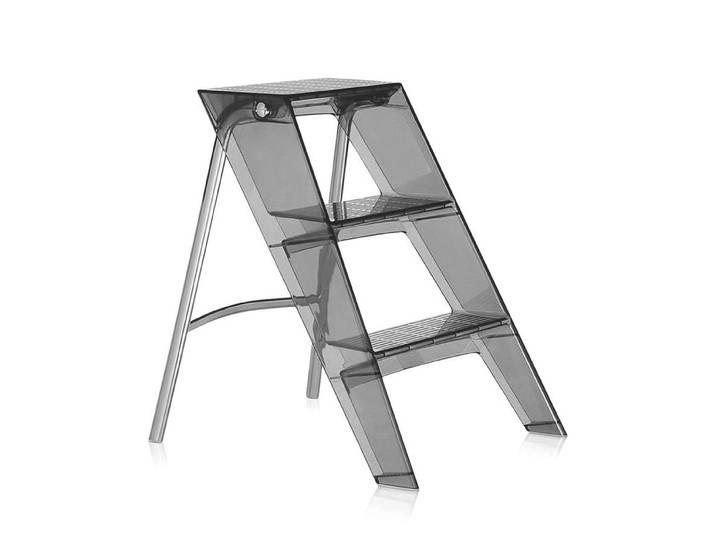 KARTELL escabeau UPPER (Fumé - Polycarbonate / Acier chromé)