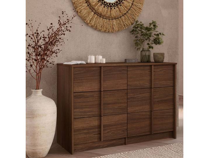Commode 6 tiroirs effet bois foncé h75