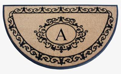 "A1 Home Collections Natural Coir & Rubber Hand Flocked Thick Durable Monogrammed Doormats, 36"" x 72"""