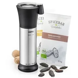 GEFU® MOSCATA Muskatmühle inkl. SPICEBAR BIO Muskatnüssen und Tonkabohnen, 3tlg.