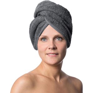Zollner Handtuch Haarturban, grau, 23 x 64 cm, Haarhandtuch, aus 100% Baumwolle, 360 g/m²