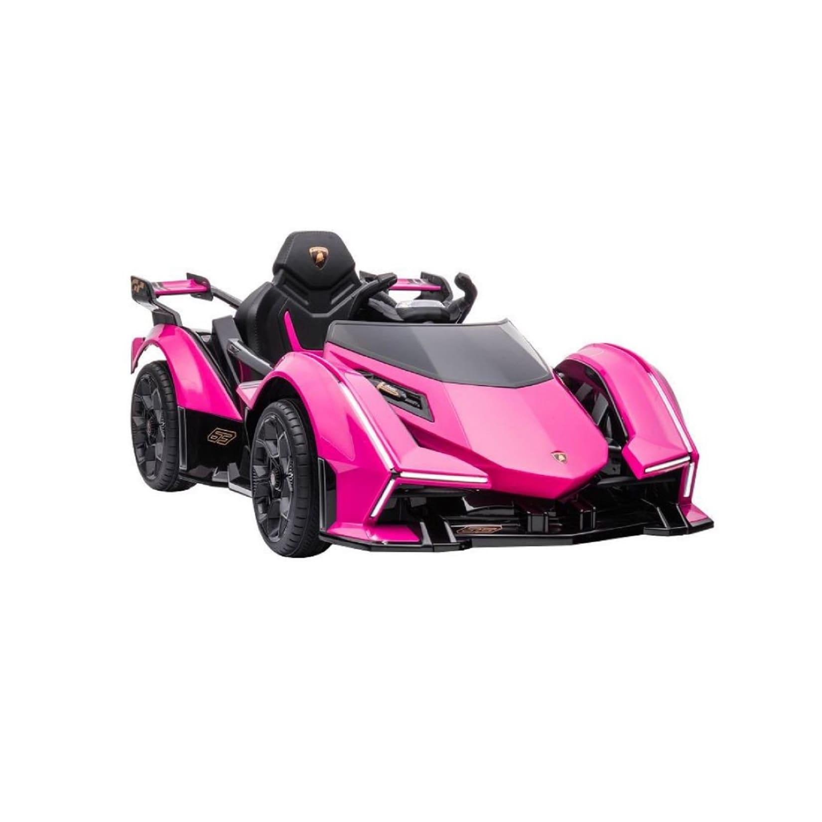 ES-Toys Kinder Elektroauto Lamborghini V12 Vision Gran Turismo Fernbedienung MP3 pink