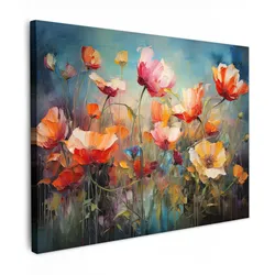 LEINWANDBILD Blumen - Aquarell - Kunst - Botanisch - Natur Wandbilder 80x60 cm