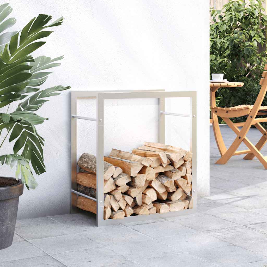 vidaXL Portant de bois de chauffage 50x28x56 cm acier inoxydable