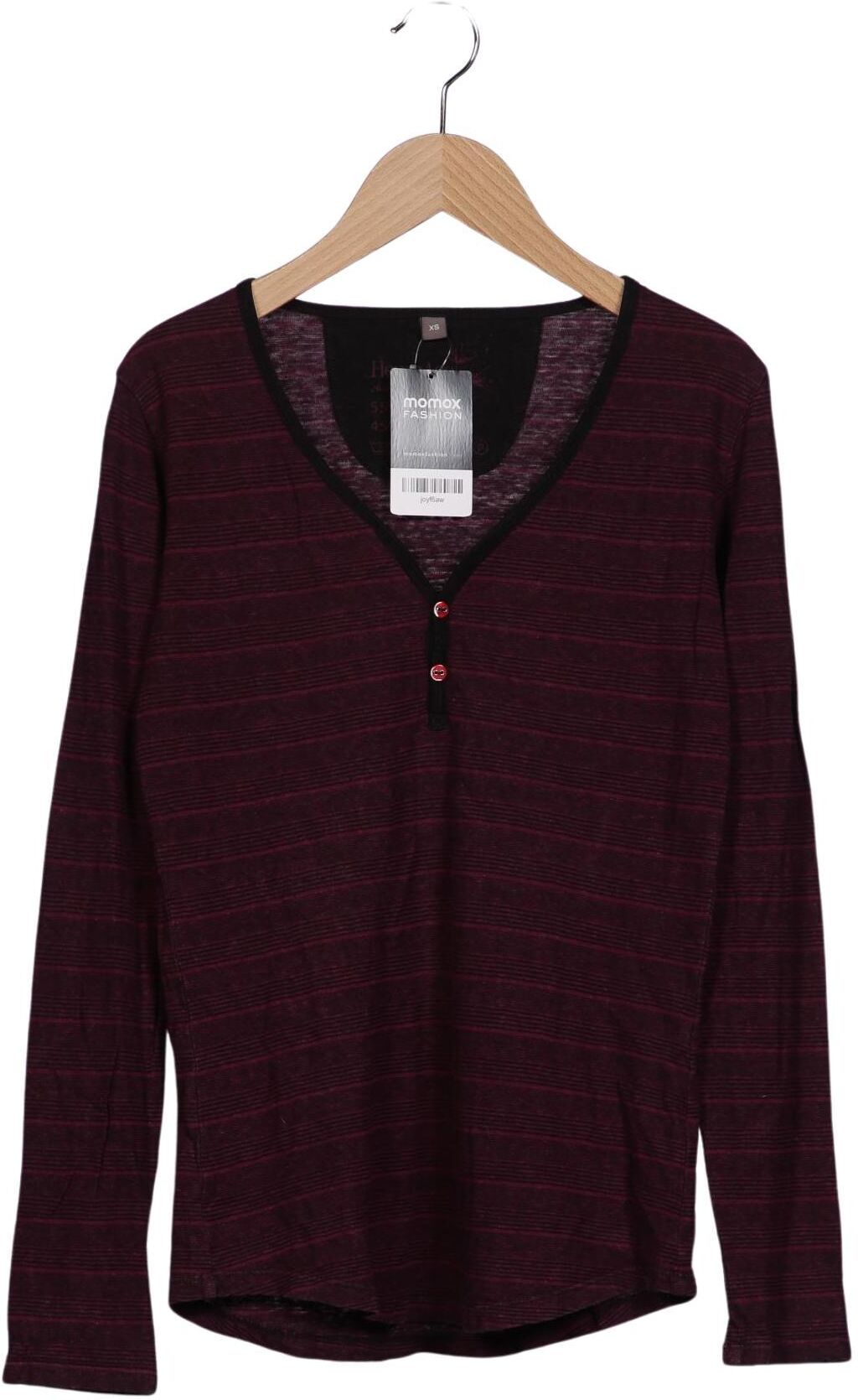 HempAge Damen Langarmshirt, Bordeaux, Gr. XS, Hanf / Baumwolle - Second Hand