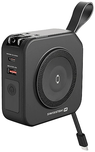 Swissten All-in-One Pro mit austauschbaren Gabeln 10000 mAh 20W schwarz