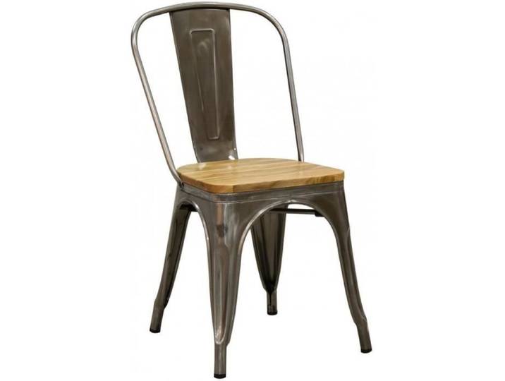Chaise industrielle - AUBRY GASPARD - Bois d'orme huilé - Acier brossé - 1 place - Intérieur
