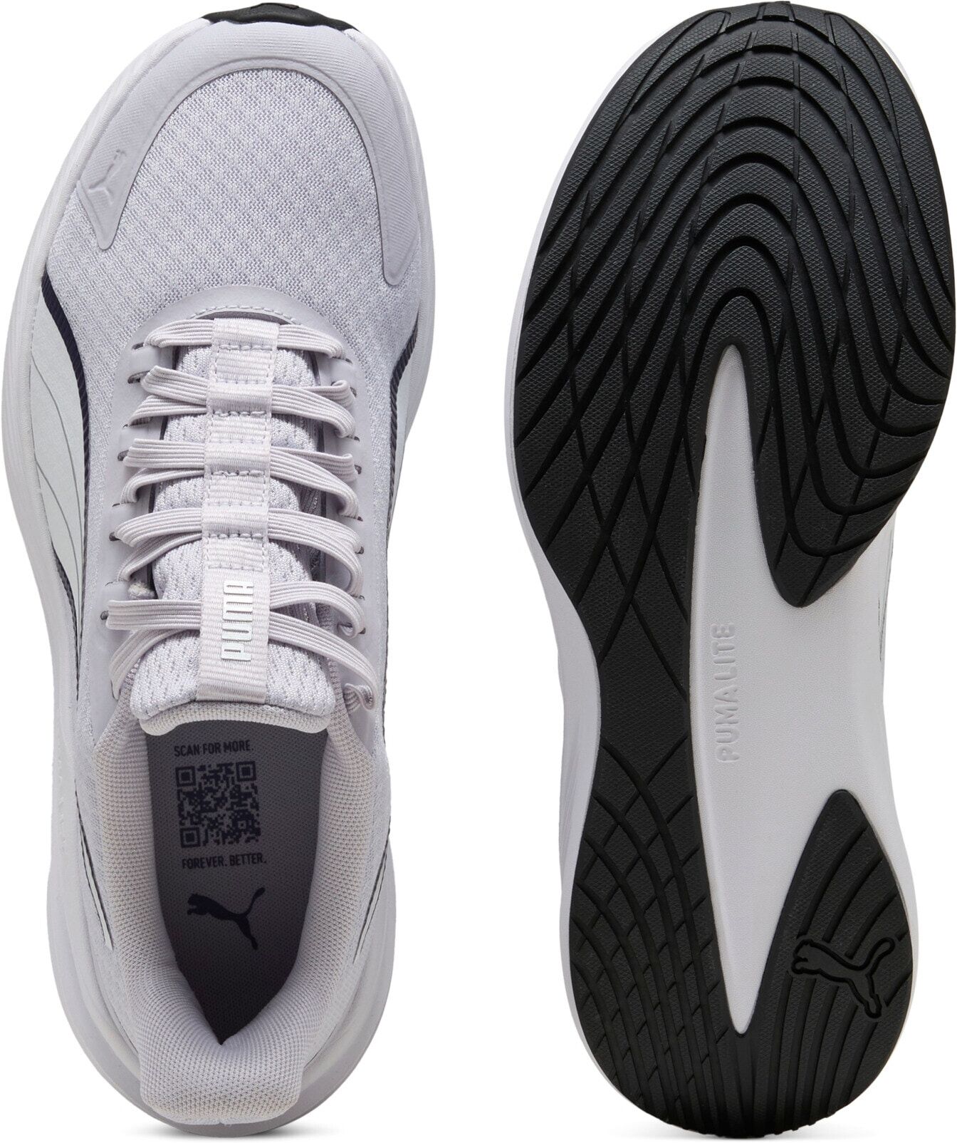 Laufschuh PUMA "DASHER LITE SLIPTECH", Gr. 42,5, weiß (lavendar pop, deep plum, puma weiß), Textil, Schuhe Laufschuh, für einfaches An- und Ausziehen