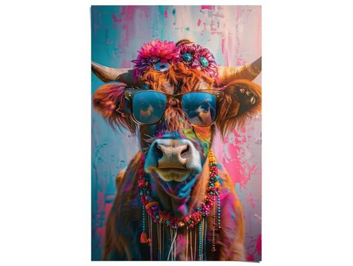 Poster, Festival Cow, Teenager Zimmer, Bilderdruckpapier, 91,5 x 61