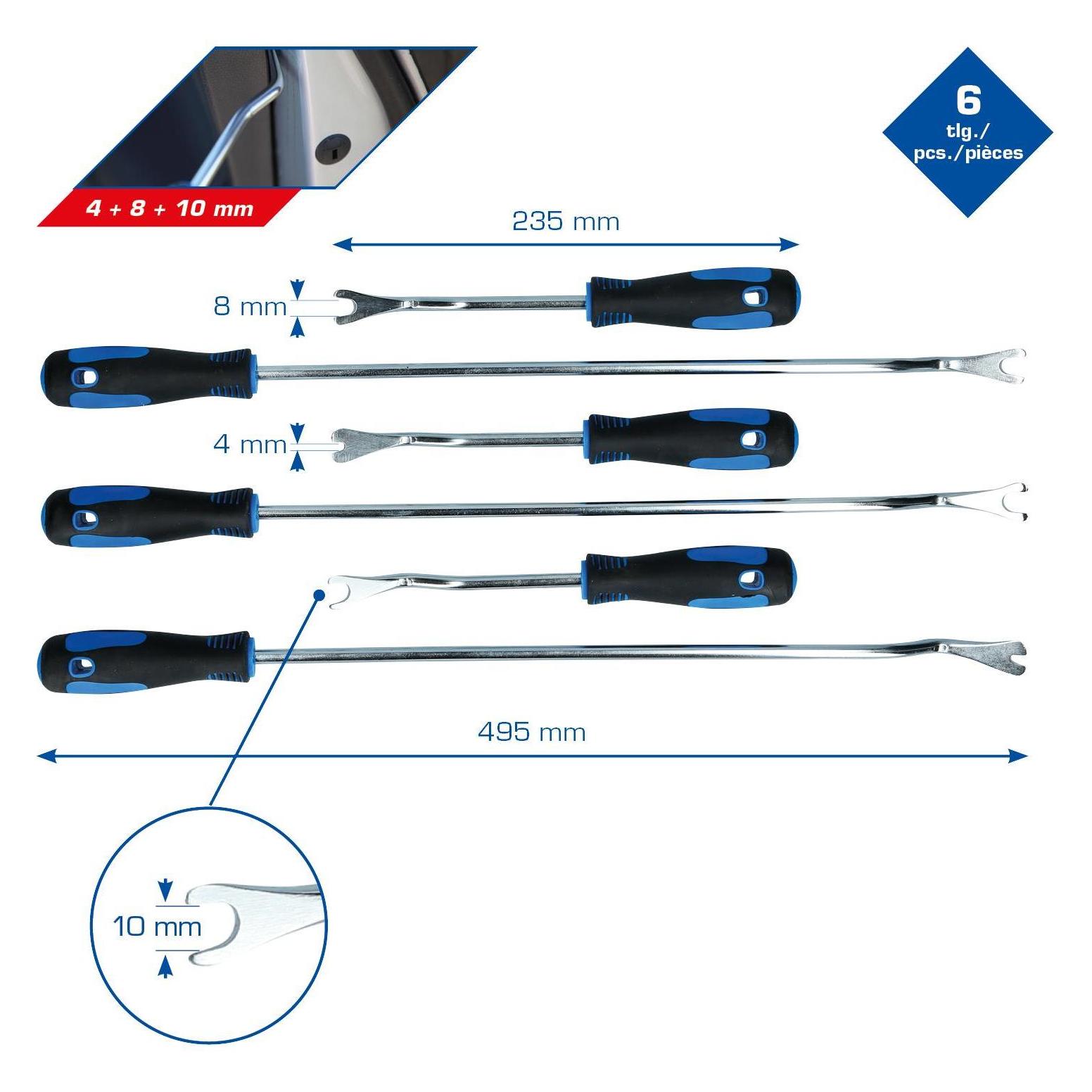 Brilliant Tools Lösewerkzeug-Satz für Verkleidungsclips, 6-tlg (10 mm) (BT511045)