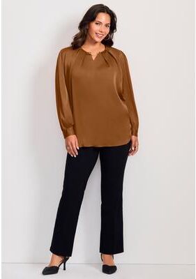 Plus Size Women's Chain Detail Satin Top by Avenue in Antique Copper (Size 18)