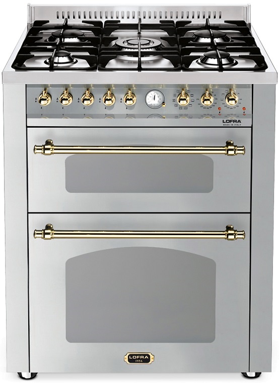 LOFRA - DOLCEVITA - DOUBLE OVEN 70 cm - RSUD 76 MFTE/ CI - Stainless Steel - Messing Finish