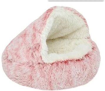 Uplifted Goods Plush Winter Pet Bed For Cats And Dogs pink l 40cm