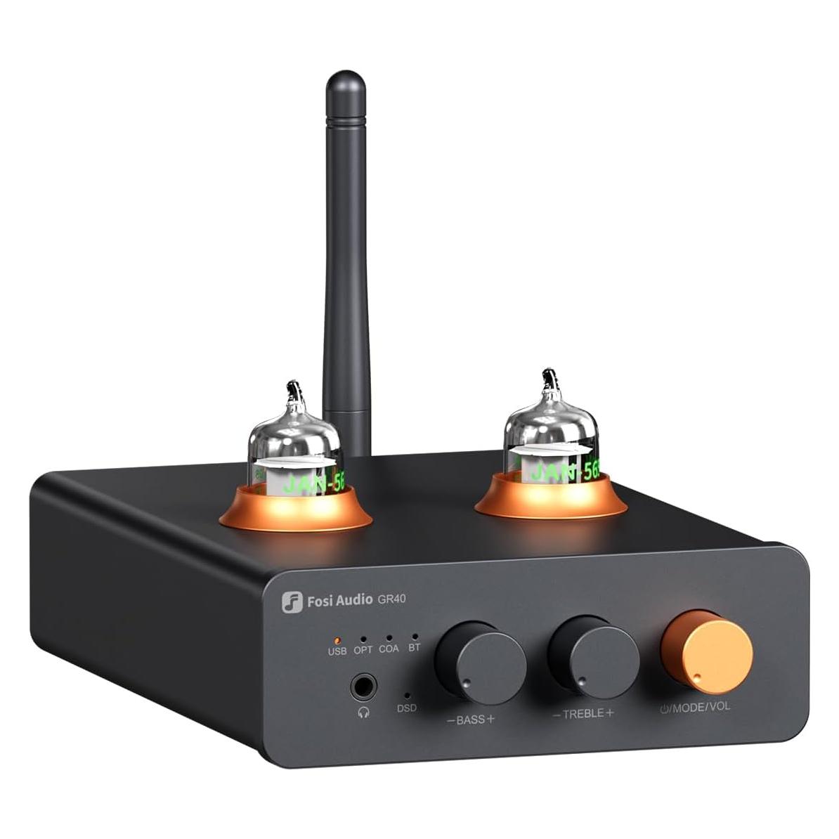 Fosi Audio GR40 Röhren-DAC - Kopfhörer & Preamp - USB/Opt/Koax (USB-DAC, aptX, Bluetooth) (GR40-12V)