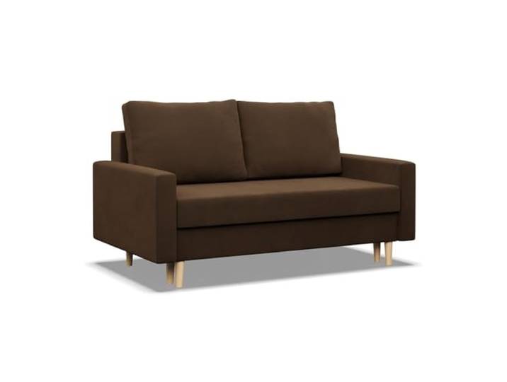 Mebligo - Sofa mit Schlaffunktion und Bettkasten Blank, 2 Sitzer Sofa 152 cm Breit, Schlafsofa, Ausziehbares Couch auf Holzfüßen, Schlafcouch - Braun