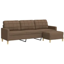 vidaXL 3-Sitzer-Sofa mit Hocker Braun 210 cm Stoff