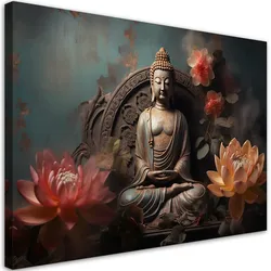 WANDBILD buddha zen blumen