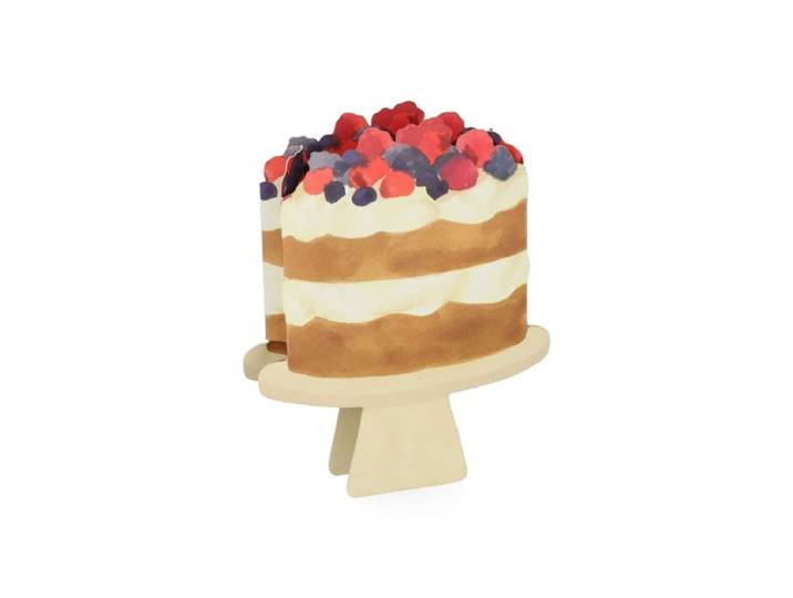 Kaart 3D met envelop, taart met fruit