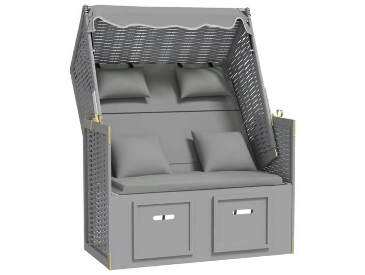 VidaXL - Strandkorb poly-rattan, One Size, Grau