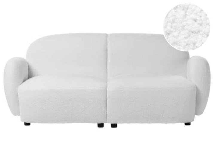 Beliani 3-Sitzer Sofa Cremeweiß Bouclé Gepolstert mit Breiter Sitzfläche Armlehnen Organisches Retro Design Wohnzimmersofa Polstersofa Teddy Stoffsofa