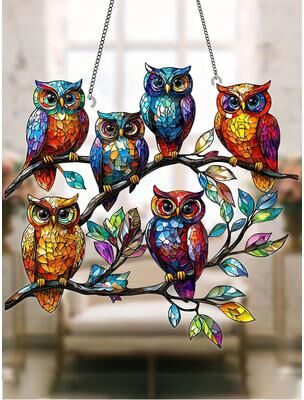 Uplift Treasures Colorful Owl Pendant Light Decor a 7.87 In