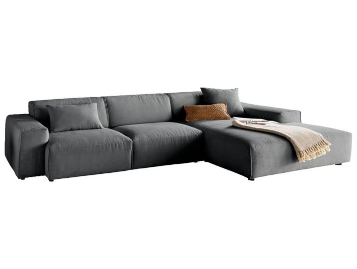 Lounge Handmade Ecksofa LH-EDINA, dunkelgrau, Cord