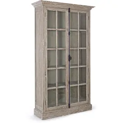 Vitrine Columbia aus Eschenholz, klassisch, Natur, 2 Türen, Glasfront für stilvolle Aufbewahrung