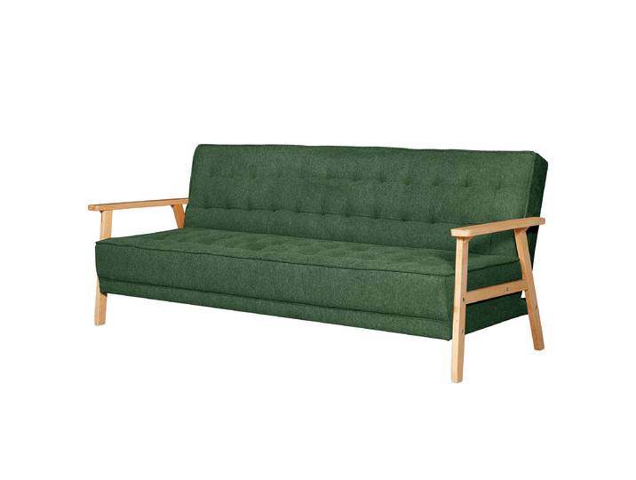 Schlafsofa MID CENTURY Grün/Grün Webstoff Belina 204 x 83 x 86cm mit Schlaffunktion Skandi