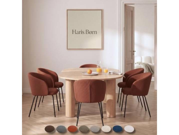 Haris Børn® NØR Esszimmerstühle (6er Set) Terracotta - Bequeme Polster Esszimmerstühle mit Armlehne - Premium Esstisch Stühle & Wohnzimmer Stühle - Moderne Esszimmerstühle 30 Tage testen