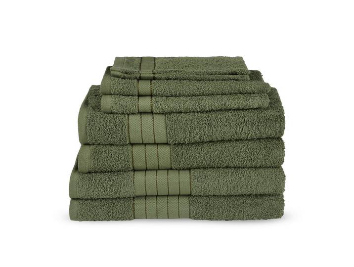 Frottierset, Green, 8-teilig, Uni, saugfähig, angenehm weich, hochwertige Qualität, Bordüre, Heimtextilien, Badtextilien, Handtuchsets