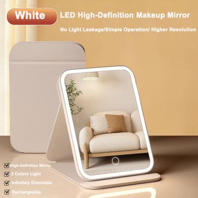 Fusion Finds Portable LED Vanity Mirror With Color Lights, Touch Control & USB Rechargeable Foldable Design white