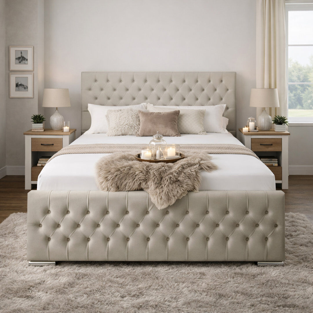 Canora Grey Kensington Upholstered Bed Frame Coffee Kingsize (5')