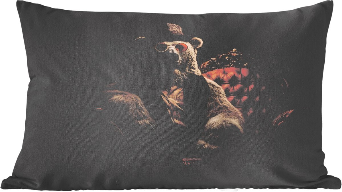 PillowMonkey Sierkussen Ijsbeer met Hoed en Bril, 60 x 40 cm