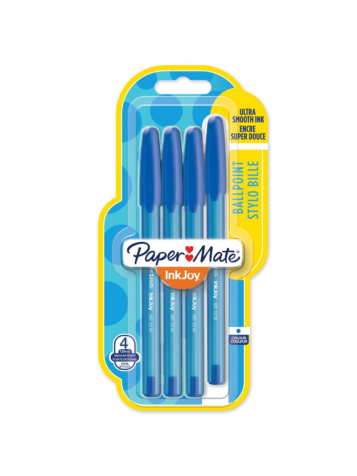 Paper Mate InkJoy 100ST Kugelschreiber | mittlere Spitze (1,0 mm) | Blau | 4 Stück