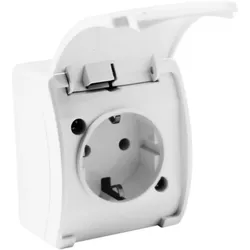 Aufputzsteckdosen IP44 Schuko Steckdose Schukodose + Klappdeckel 181-01-DRV