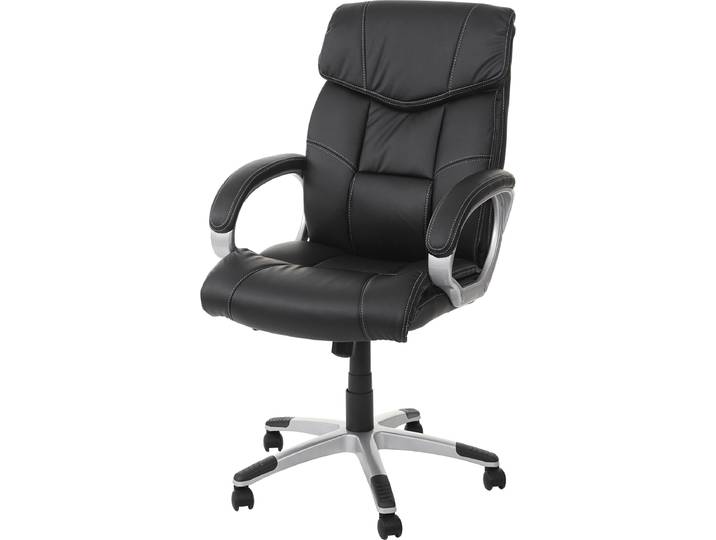 Chaise de bureau HWC-A71\, fauteuil de direction pivotant\, similicuir\, ®\, couleur noire