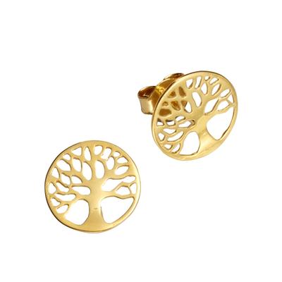 Paar Ohrstecker FIRETTI "Schmuck Geschenk Gold 333 Ohrschmuck Lebensbaum", gold (goldfarben), Ohrringe, Damen, 10mm, Gelbgold 333