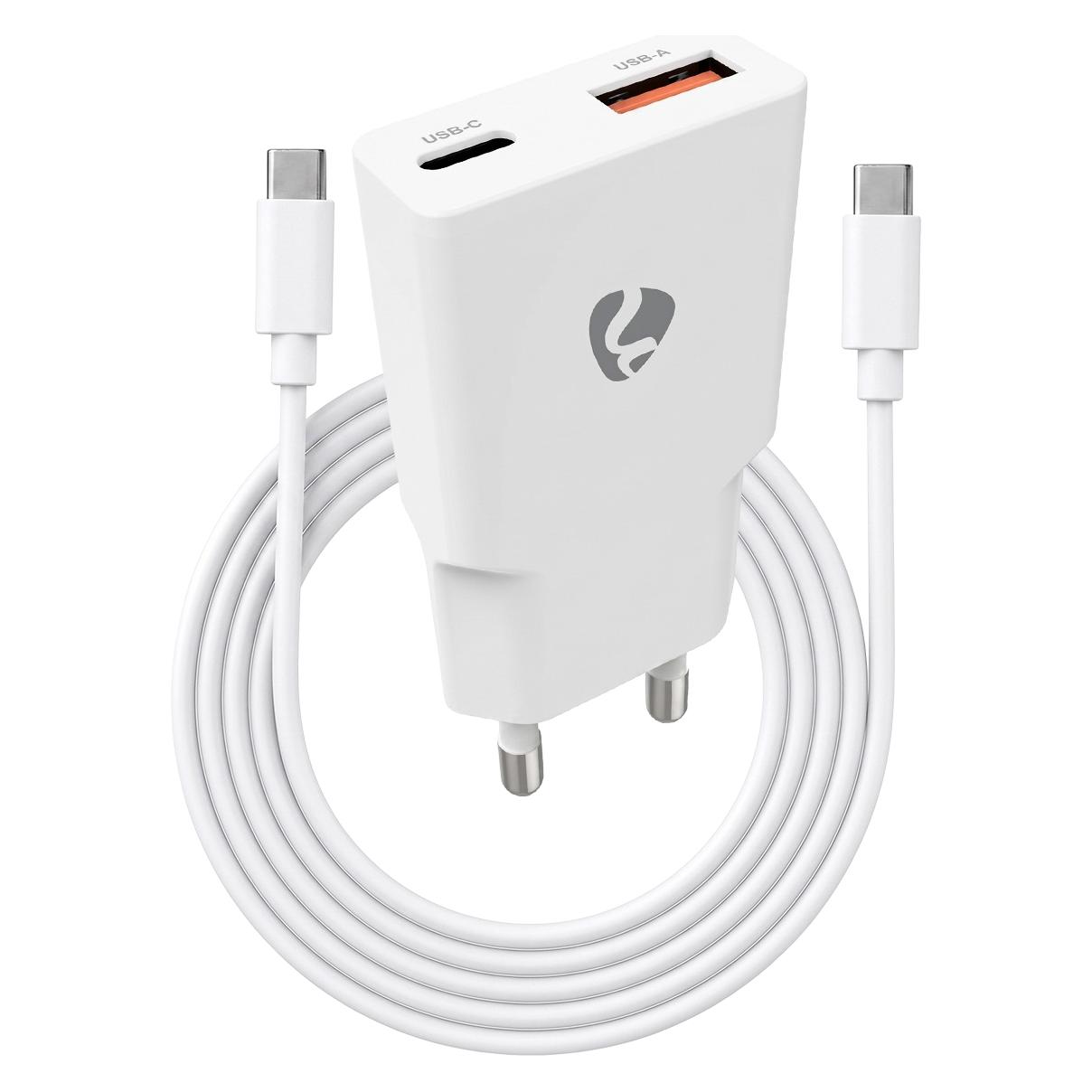 Nedis Netzladegerät | 30 W | GaN | PD3.0 30W | Schnellladefunktion | 1.5 / 2.0 / 2.5 / 3.0 A | Anzah (30 W, 2 Ports) (WCHA30WTUC)