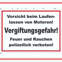 HB-Druck Vorsicht beim laufen lassen von Motoren Aufkleber A4 (210x297mm)