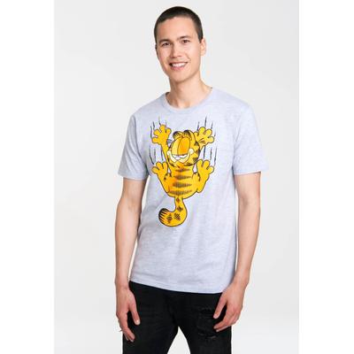 T-Shirt LOGOSHIRT "Garfield Scratches", Herren, Gr. 5XL, grau, 95% Baumwolle, 5% Viskose, bedruckt, meliert, normal, Rundhals, Shirts T-Shirt, mit witzigem Frontprint