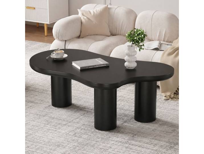 Table basse nuage noire 107 cm plateau en MDF laqué design moderne Norevia