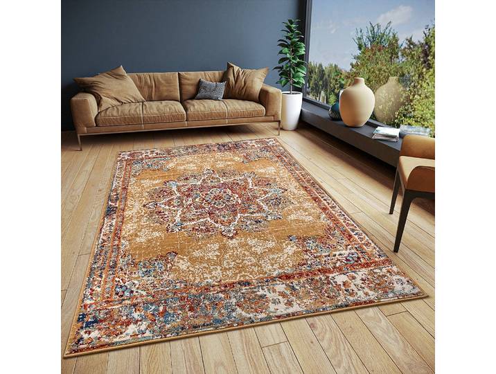 Orientteppich Maderno Gold/Hellbraun 80 x 120cm Vorderseite Polypropylen Rückseite: Jute / Polypropylen