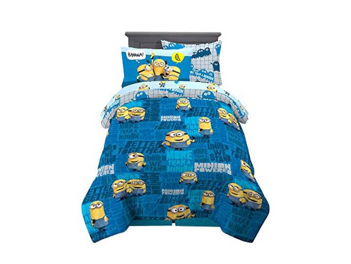 Franco Kinder-Bettwäsche-Set, superweich, mit Kissenbezug, 5-teilig, für Doppelbett, Minions The Rise of Gru