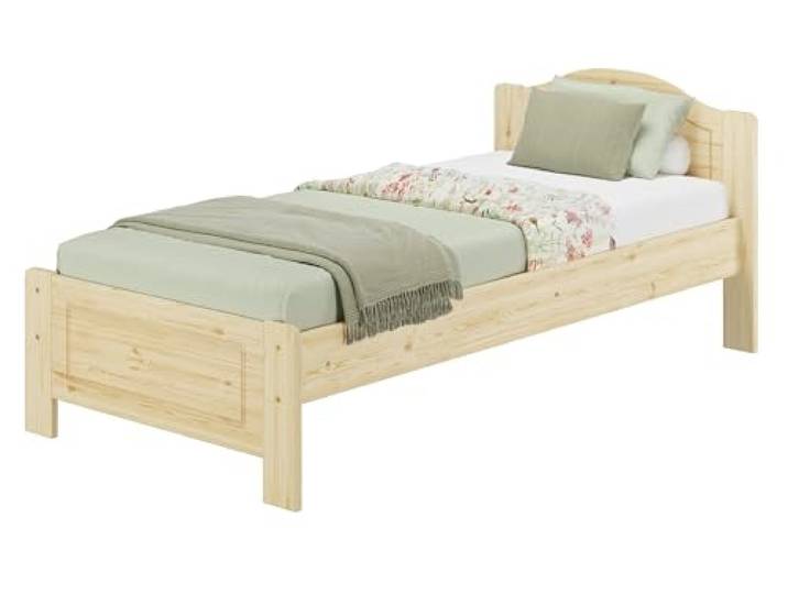Erst-Holz Massivholzbett Einzelbett Holzbett 90x200 Kiefer unbehandelt mit Zubehör V-60.37N-09