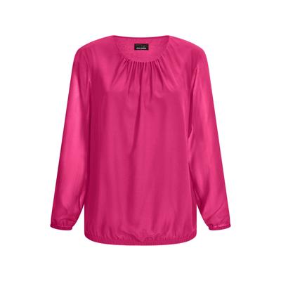 Klassische Bluse GOLDNER "Jerseybluse mit Falten-Details", Damen, Gr. 44, pink, Obermaterial: 67% Polyester PES. 30% Viskose CV. 3% Elasthan EL., Modisch, Blusen Bluse, Rundhalsausschnitt