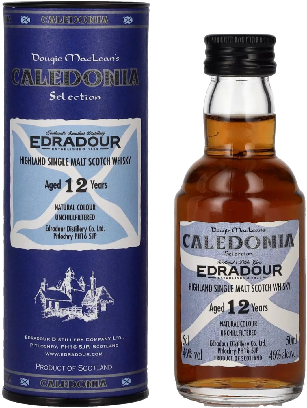 Edradour Whisky Edradour CALEDONIA 12 Years Old Highland Single Malt 46% Vol. 0,05l in Geschenkbox